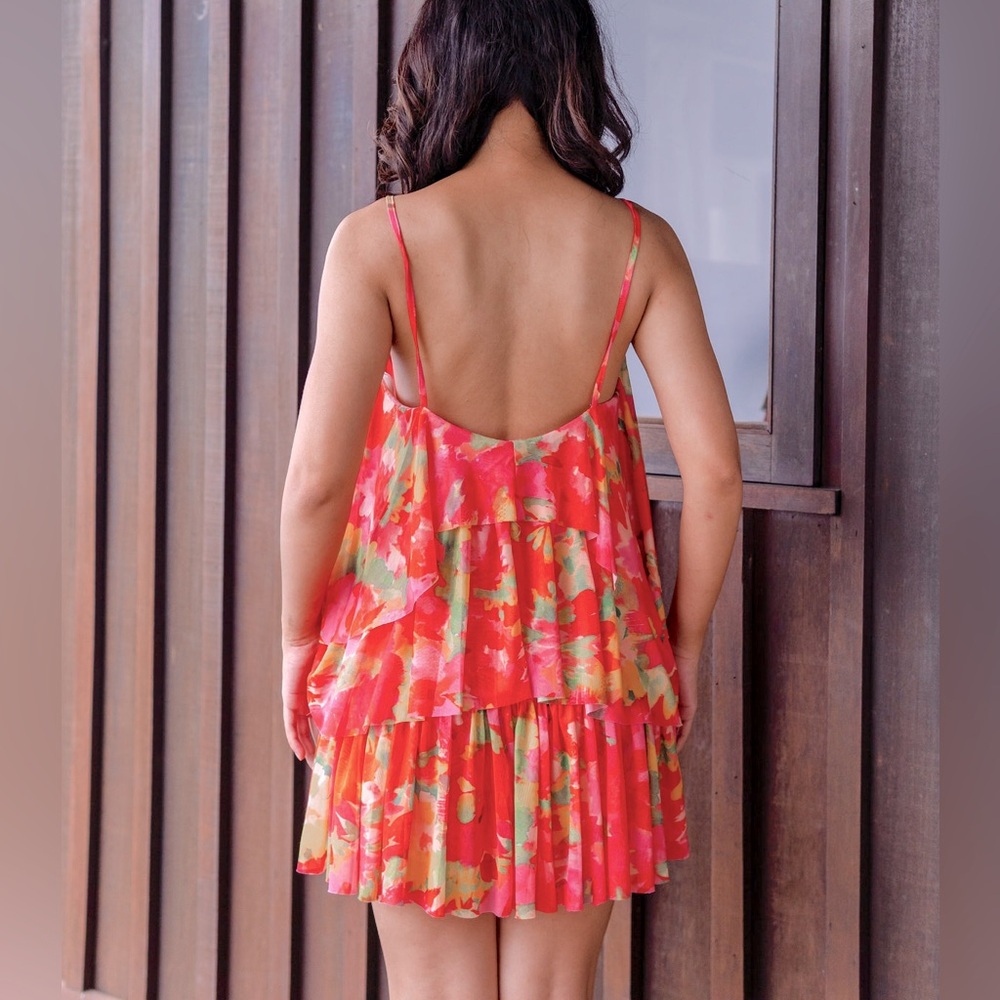 NWT ZARA printed Tulle Dress sz L - Picture 3 of 13